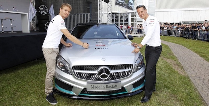 Michael Schumacher, Nico Rosberg. Mercedes AMG, Werksbesuch, Affalterbach