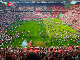 Bundesliga-Aufstieg 2025 die Fans des 1. FC Köln stürmen den Platz Foto Stadionkind (c) Büdchen Micha