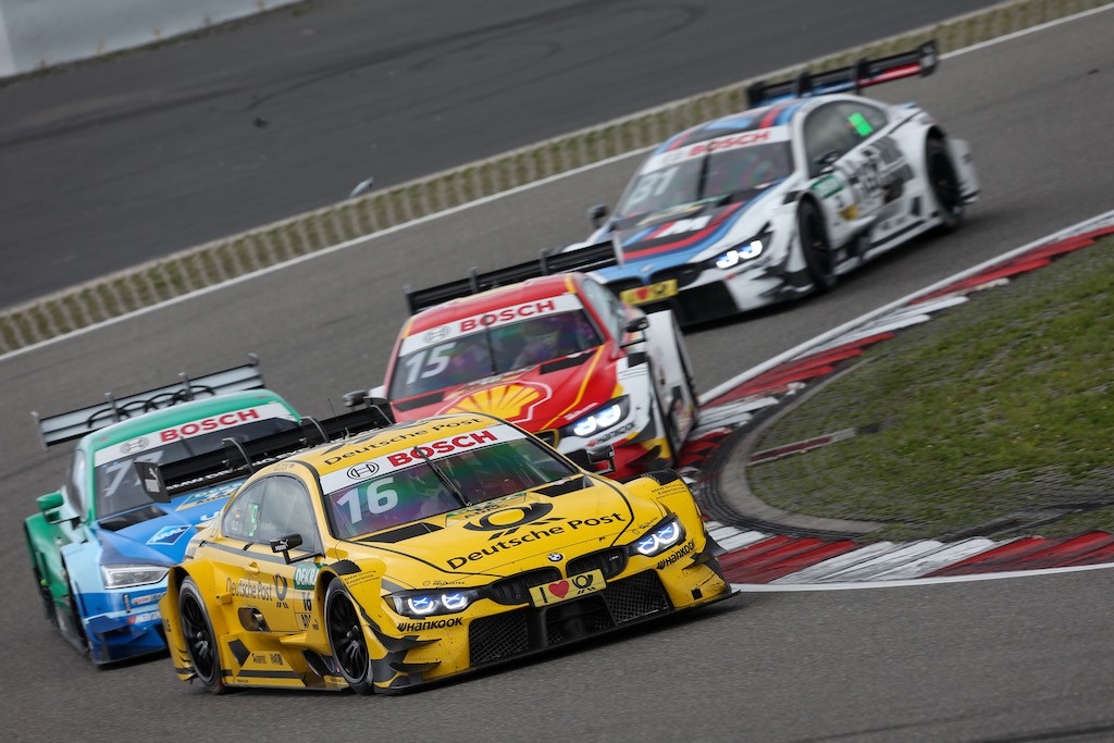 #16 Timo Glock, BMW M4 DTM, #77 Loïc Duval, Audi RS5 DTM, #15 Augusto Farfus, BMW M4 DTM