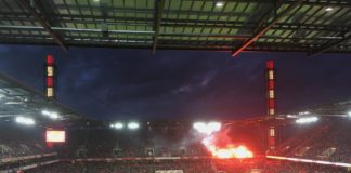 1FC Köln gegen Bayer04 Leverkusen Pyro im RheinEnergiestadion