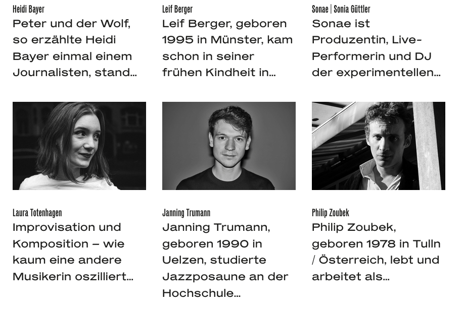 Jazz-Exzellenzförderung „NICA artist development“