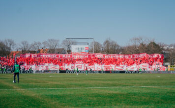 SSV Ulm gegen 1. FC Köln Choreo der FC Fans Foto (c) Stadionkind @gelbster